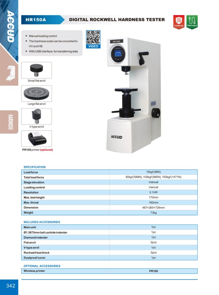 testeur de durete HR150A